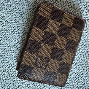 Louis Vuitton Damier Ebene Envelope Card Case Bifold Wallet Mens Womens